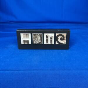 HOME Architectural Letter Art Wooden Box Sign - Black Framed Alphabet Photo Sign